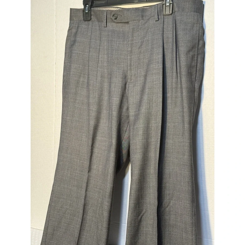 RALPH LAUREN Men's 34X 30 Gray Dress Pants Pleated‎ Cuffed Pre-owned Excellent - Picture 2 of 12
